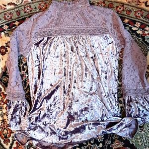 Mystree velour and lace lavender top